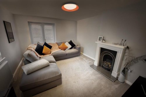 Fürdőszobai mennyezeti lámpa, felületre szerelhető, 19W, 1000lm, 3000K, meleg, fekete, sárga, IP20, szabályozható fényerővel, Obris Ledvance