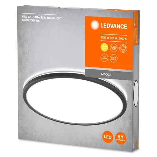 Mennyezeti lámpa LED mennyezeti lámpatest, szabályozható 22W 40cm 3000K meleg fekete vékony LEDVANCE