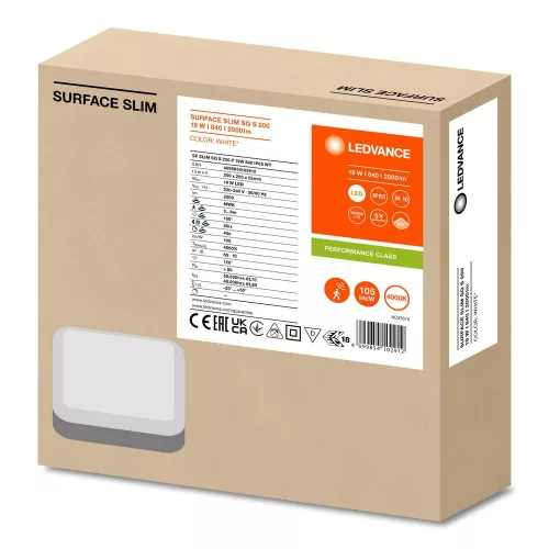 LED panel mennyezeti lámpatest 19W 2000lm 4000K semleges alkonyati mozgásérzékelővel, felületre szerelhető, fehér, 20x20cm, felületre szerelhető, Ledvance