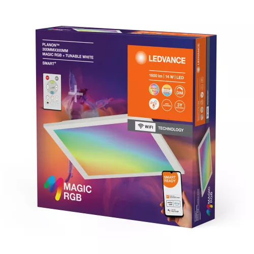 LED panel mennyezeti lámpa okos 14W 1100lm RGB CCT szabályozható fényerejű 30x30cm fehér SMART+ WiFi Magic Ledvance