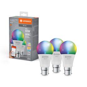   LED izzó B22 9W = 60W 806lm RGBW CCT szabályozható fényerejű SMART+ WiFi Classic Ledvance