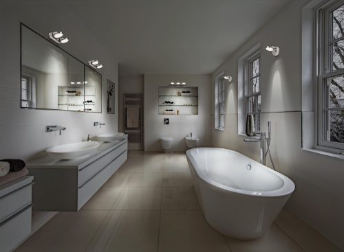 LED Fali Lámpa Mennyezeti Fali Lámpa Fürdőszobai Lámpa 20W 700lm CCT 45 cm IP44 Szabályozható Fényerő Ezüst SMART+ WiFi Sun@Home Ledvance