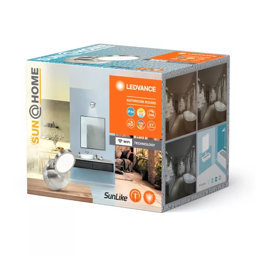 LED Fali Lámpa Mennyezeti Fali Lámpa Fürdőszobai Lámpa 7.5W 200lm CCT 11cm IP44 Szabályozható Fényerő Ezüst SMART+ WiFi Sun@Home Ledvance