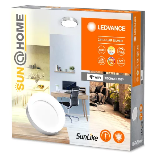 LED Mennyezeti Lámpa Felületre Szerelt 18.5W 500lm CCT Szabályozható Kerek Ezüst SMART+ WiFi Sun@Home Ledvance