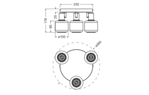 LED mennyezeti lámpa szabályozható 3 pontos dekoratív kerek dísz E14 8,4 W szabályozható fekete LEDVANCE