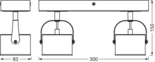 LED mennyezeti fali lámpa spotlámpa 2 pontos dekoratív díszítő 11,5 W ezüst LEDVANCE