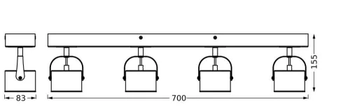 LED mennyezeti fali lámpa spotlámpa 4 pontos dekoratív díszítő 22W ezüst LEDVANCE