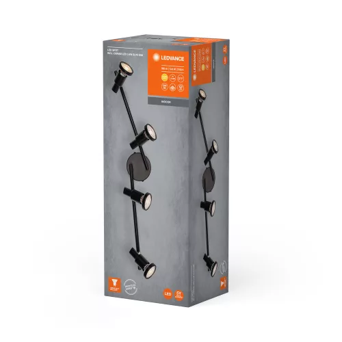 LED mennyezeti fali lámpa spotlámpa 4 pontban állítható 13,6 W GU10 fekete LEDVANCE