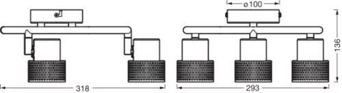LED mennyezeti lámpa fali spotlámpa dekoratív fali lámpa dekoratív 10,2 W fekete folttal LEDVANCE