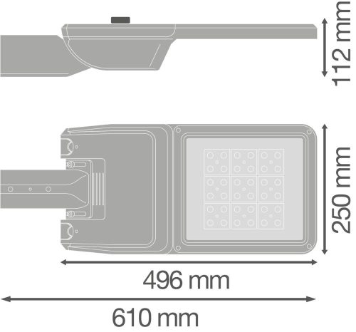 LED utcai lámpa ipari közúti lámpa, szabályozható 58W 8500lm 4000K IP66 fehér utcai lámpa Flex Ledvance