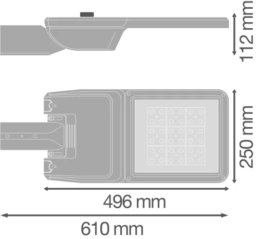 LED utcai lámpa ipari közúti lámpa, szabályozható 58W 8500lm 4000K IP66 fehér utcai lámpa Flex Ledvance