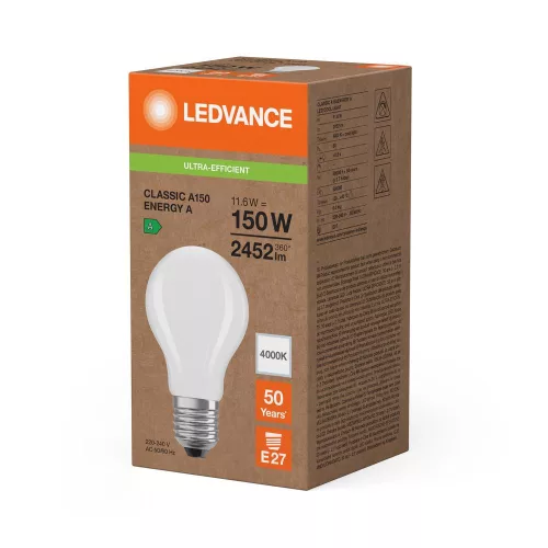 LED izzó E27 A70 11.6W = 150W 2452lm 4000K Semleges 330° Ledvance