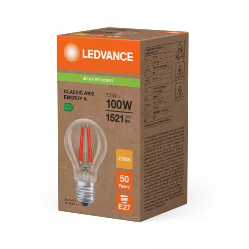 LED izzó E27 A60 7.2W = 100W 2700K 1521lm Meleg 300° Ledvance