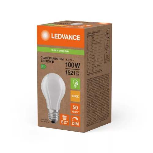 LED izzó E27 A60 8.2W = 100W 1521lm Meleg 2700K 300° Szabályozható Ledvance