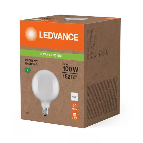 LED izzó gömb alakú E27 G125 7.2W = 100W 1521lm 4000K Semleges 330° Ledvance