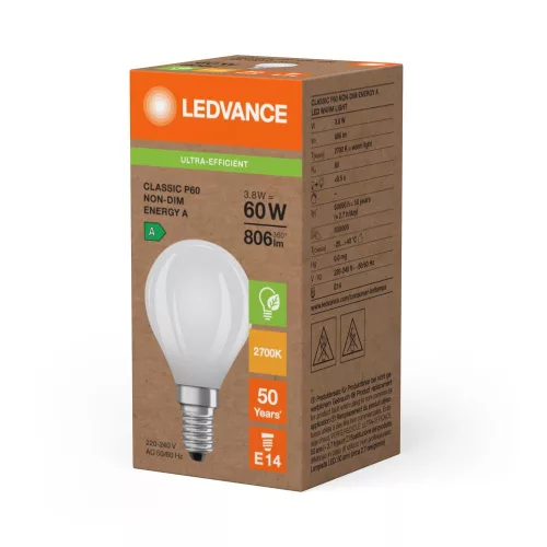 LED gömbizzó E14 P45 3.8W = 60W 806lm 2700K Meleg 330° Ledvance