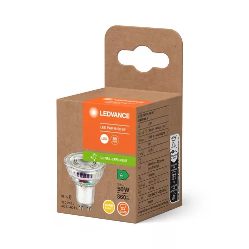 LED izzó spotlámpa GU10 PAR16 2W = 50W 360lm 2700K Meleg 36° Ledvance