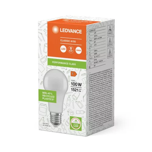LED izzó E27 A60 14W = 100W 1521lm 4000K Semleges 200° Ledvance