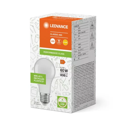 LED izzó E27 A60 8.5W = 60W 806lm 2700K Meleg 200° Ledvance