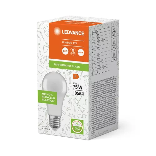LED izzó E27 A60 10W = 75W 4000K 1055lm Semleges 200° Ledvance