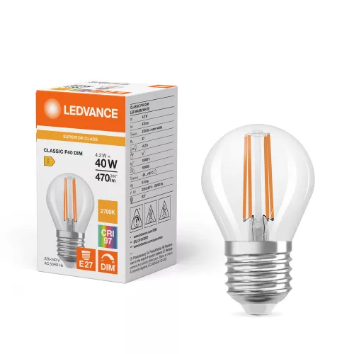 LED izzó P45 E27 4.2W = 40W 470lm 2700K meleg fehér SZÍNÁLLÁS DIMMÁLHATÓ LEDVANCE