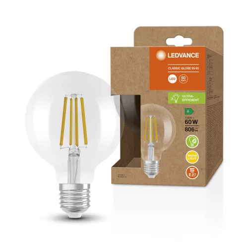 LED izzó G95 E27 3.8W = 60W 806lm 3000K meleg fehér FILAMENT LEDVANCE