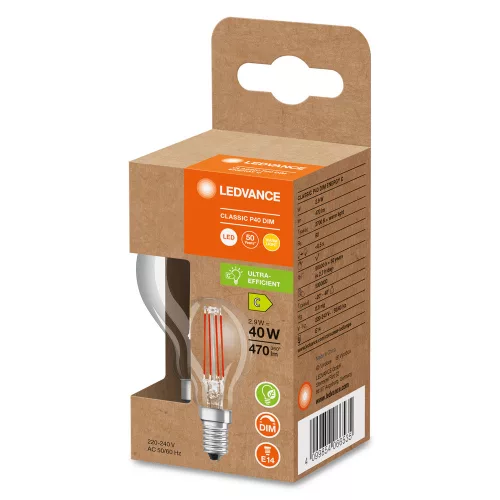 LED izzó P45 E14 2.9W = 40W 470lm 2700K meleg fehér SZÍNÁZÁS DIMMÁLHATÓ LEDVANCE