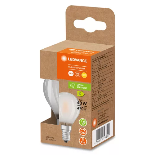 LED izzó P45 E14 2,9W = 40W 470lm 2700K meleg fehér DIMMÁLHATÓ SZÓLÁS LEDVANCE