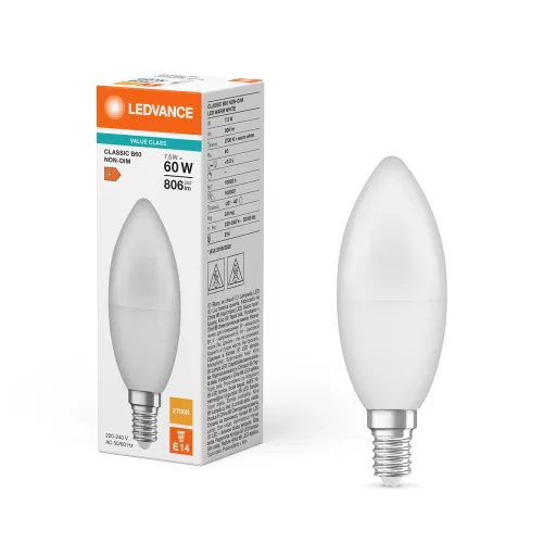 LED izzó B39 E14 7,5W = 60W 806lm 2700K meleg fehér LEDVANCE