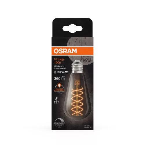 LED dekoratív izzó ST64 Edison E27 7.8W = 30W 360lm 1800K Meleg 320° Füstölt Izzószálas Szabályozható Vintage 1906 Osram