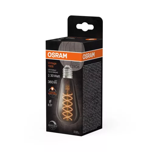 LED dekoratív izzó ST64 Edison E27 7.8W = 30W 360lm 1800K Meleg 320° Füstölt Izzószálas Szabályozható Vintage 1906 Osram