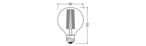 LED dekoratív izzó G80 gömb alakú E27 11W = 42W 500lm 1800K Meleg 320° Füstölt Izzószálas Szabályozható Vintage 1906 Osram