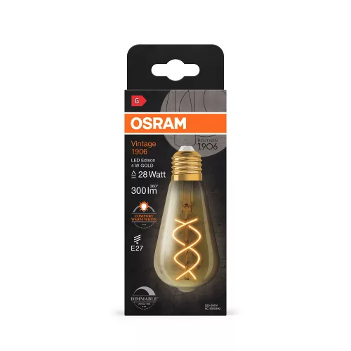 LED dekoratív izzó ST64 Edison E27 4W = 28W 300lm 2000K Meleg 300° Szabályozható Vintage 1906 Osram