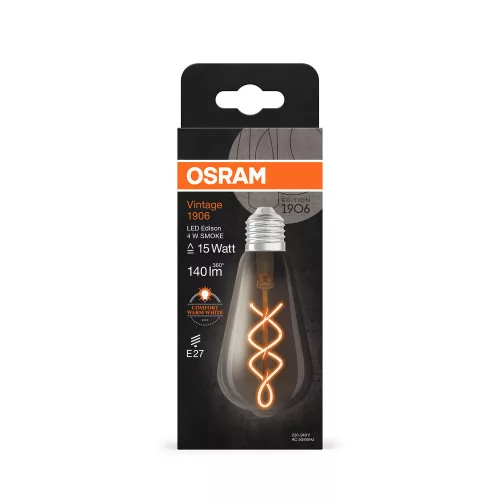 LED dekoratív izzó ST64 Edison E27 4W = 15W 140lm 1800K Meleg 330° Füstölt Vintage 1906 Osram
