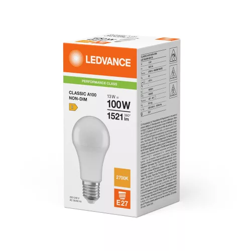 LED izzó A60 E27 13W = 100W 2700K 1521lm meleg fehér LEDVANCE