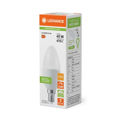 LED gyertyaizzó E14 B35 4.9W = 40W 470lm 2700K Meleg 240° Szabályozható Ledvance