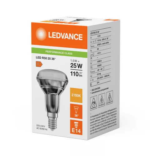 LED izzó R50 E14 1,5W = 25W 110lm 2700K meleg fehér FILAMENT LEDVANCE