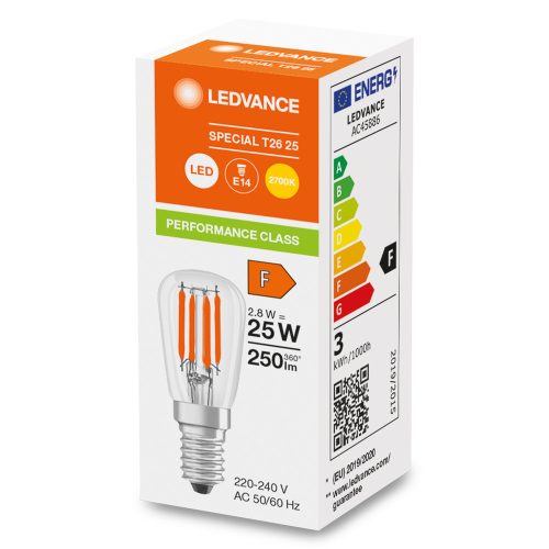 LED izzó T26 E14 2,8W = 25W 250lm 2700K meleg fehér FILAMENT LEDVANCE