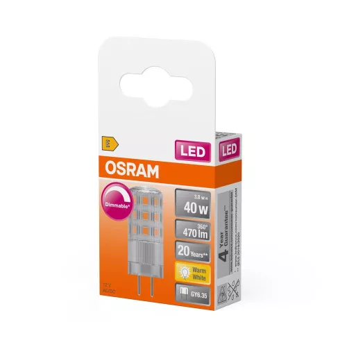 LED kapszulaizzó GY6.35 3.8W = 40W 470lm 2700K Meleg 12V 320° Szabályozható LED PIN Osram