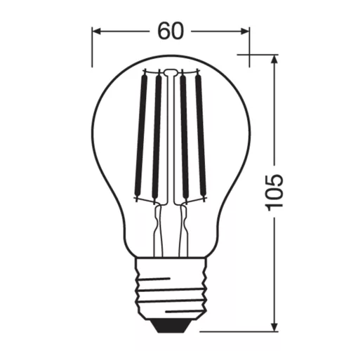 LED izzó E27 A60 7W = 60W 806lm 2200-2700K meleg, 320°-os izzószál, szabályozható OSRAM Superstar