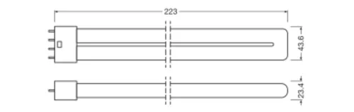 LED fénycső 2G11 8W = 18W 1000lm 3000K Meleg, szabályozható fényerő 140° Dulux Ledvance