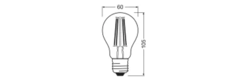 LED izzó A60 E27 7.5W = 75W 1055lm 3000K Meleg 300° Izzószál értékosztály Ledvance