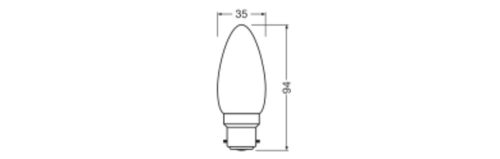 LED izzó B35 B22d 3.4W = 40W 470lm 2700K Meleg, szabályozható fényerő 320° Teljesítményosztály Ledvance