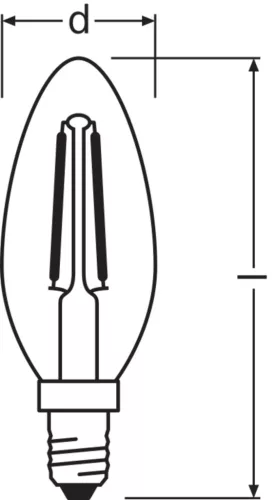 LED izzó B35 E14 2.5W = 25W 250lm 2700K Meleg 300° Izzószál értékosztály Ledvance