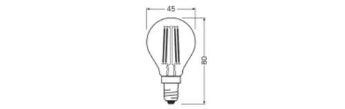 LED izzó P45 E14 3.4W = 40W 470lm 2700K Meleg, szabályozható fényerővel 320° Izzószál teljesítményosztálya Ledvance