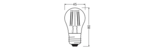 LED izzó P45 E27 3.4W = 40W 470lm 2700K Meleg, szabályozható fényerővel 320° Izzószál teljesítményosztálya Ledvance