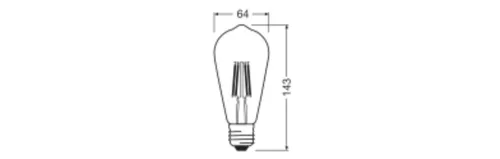 LED izzó ST64 E27 3.4W = 40W 470lm 2700K Meleg 300° Izzószál teljesítményosztálya Ledvance