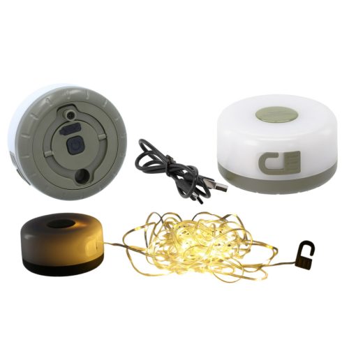 Kempinglámpa Bivouac újratölthető LED-füzér lánccal 8m USB-C