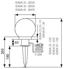 Kerti lámpa lámpa E27 IDAVA 47cm Plug-in Kanlux