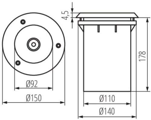 Földre szerelhető lámpatest XARD DL-40 E27 IP67 szoros Terhelés 2 tonna Kanlux